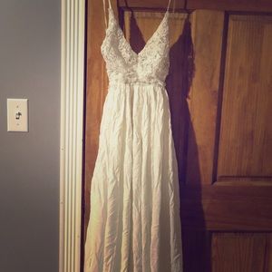 White backless maxi dress